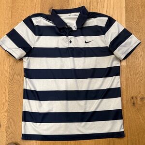 Nike Men's Golf Shirt in Navy and White Stripes